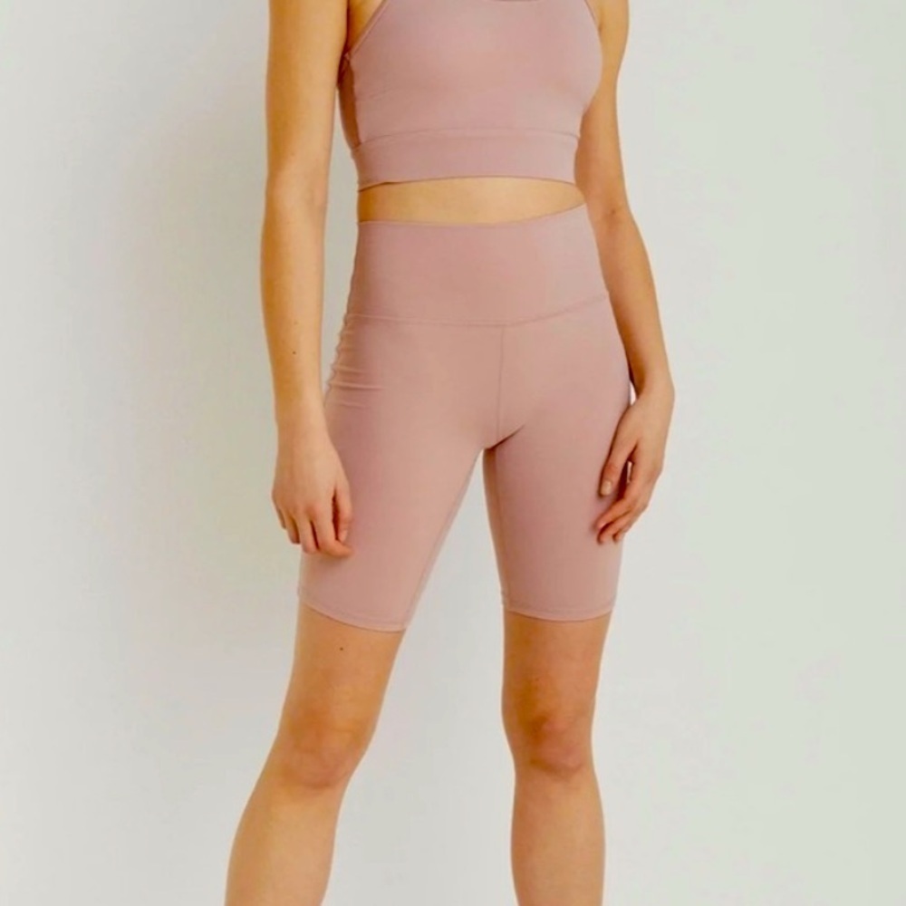 VARLEY Women's Light Pink Dusty Pink Merridy Bike Shorts 10 inch Size MEDIUM